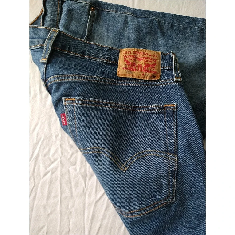 Levi's 514 Men's 36x32 Medium Wash Slim Straight Fit Stretch Denim Blue Jeans